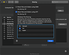 Selecting AFP or SMB in macOS 10.14 Mojave